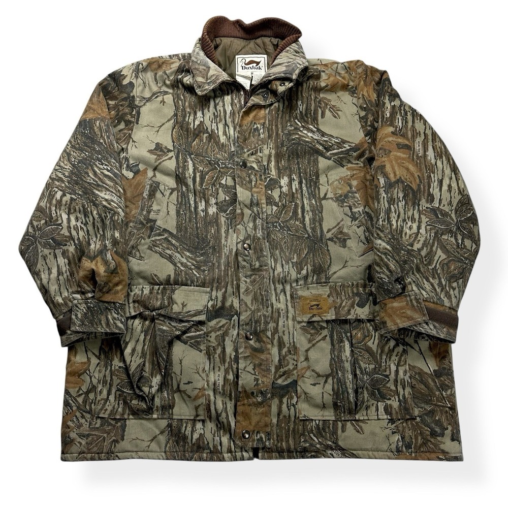 VTG Realtree Camo Duxbak Jacket Men's 2XL Regular Quilted Hunting Chore Coat USA